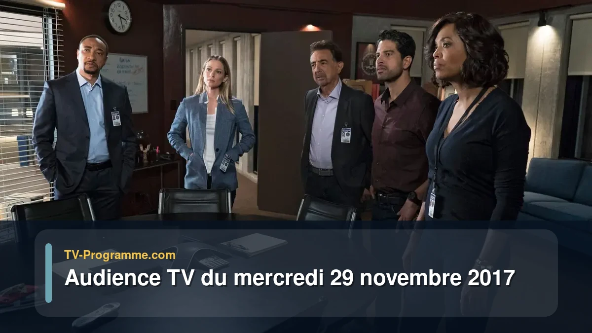 Audience TV du Mercredi 29 novembre 2017