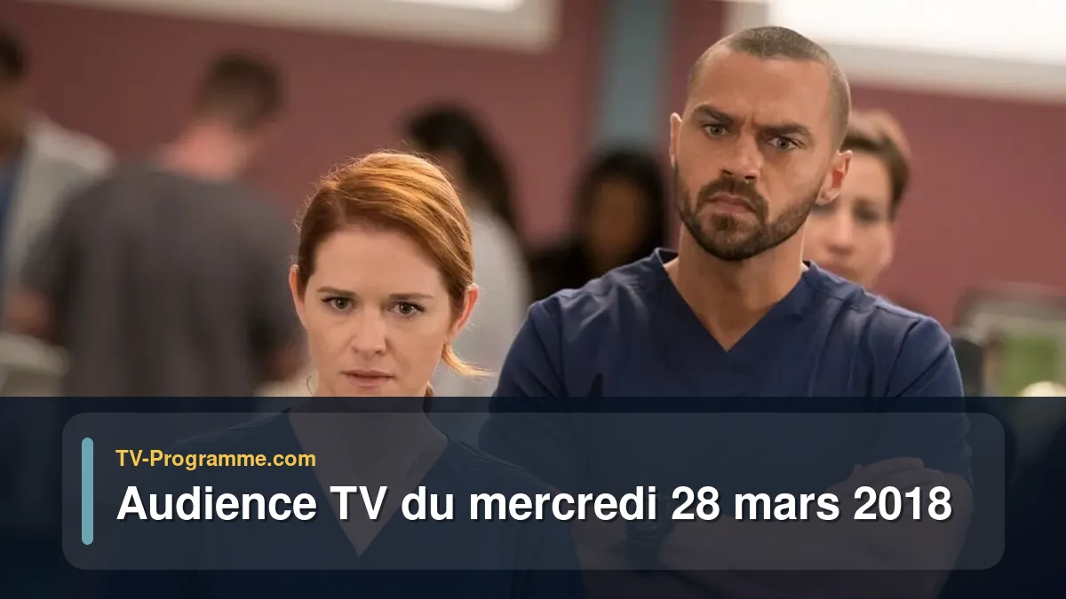 Audiences TV et audimat en prime time du Mercredi 28 mars 2018
