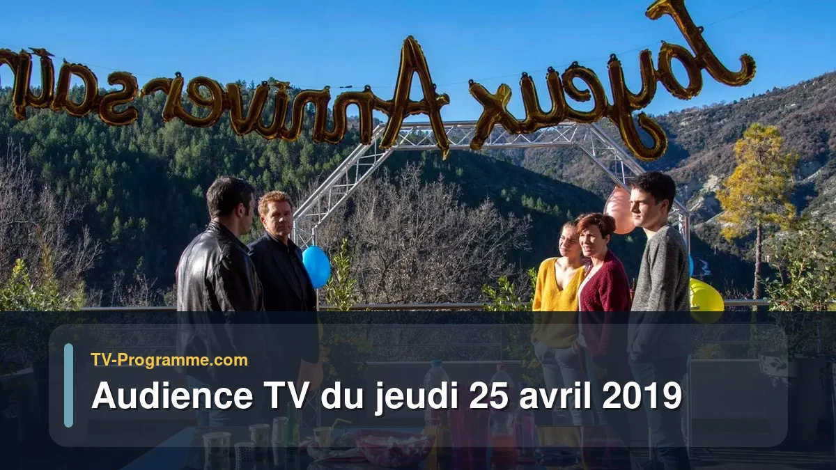 Audiences TV et audimat en prime time du Jeudi 25 avril 2019