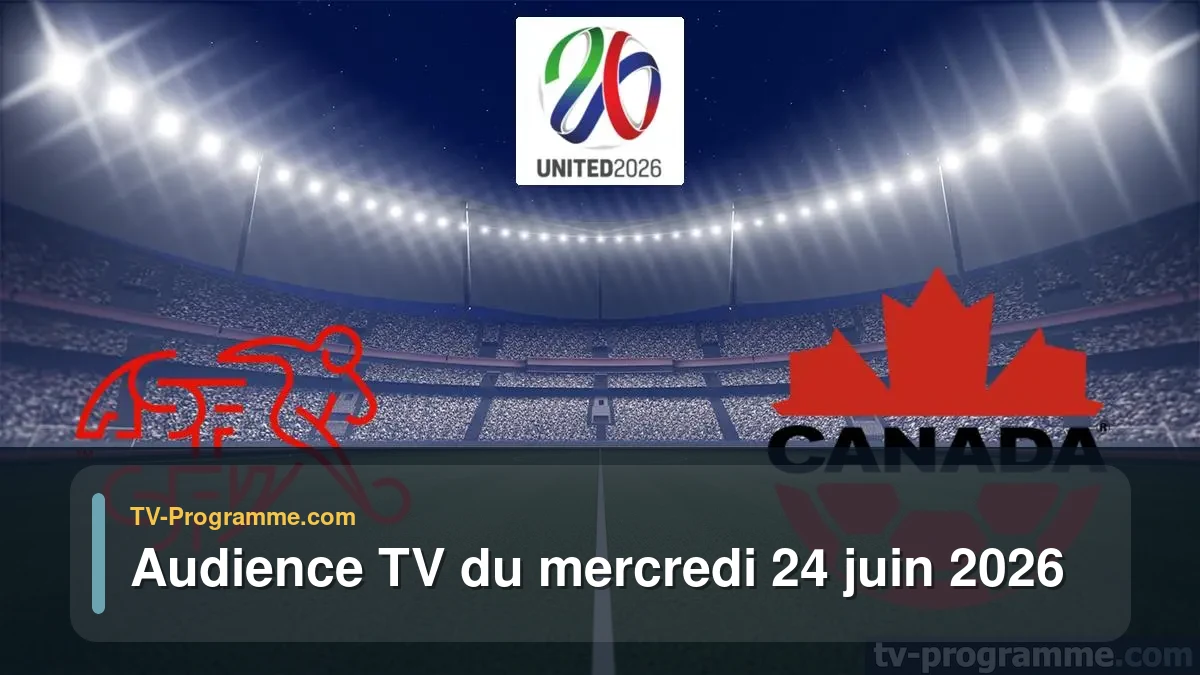 Audiences TV et audimat en prime time du Mercredi 24 juin 2026