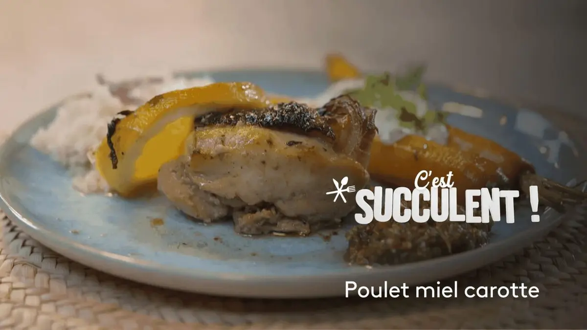 C'est succulent ! Poulet au miel et salade de carottes au yaourt