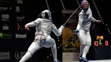 Escrime Escrime. 8e journée. Sabre par équipes dames. Médaille de bronze et finale