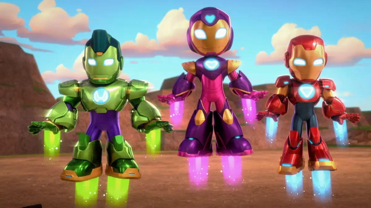 Iron Man et ses amis incroyables S01E14 Le premier vol de Flèche Rouge / L'homme-Absorbant devient brillant