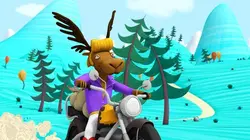 Jean-Michel super caribou Jean-Michel et le motard sur le toit