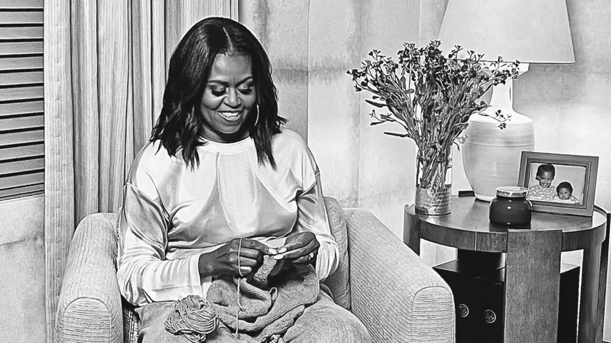 Le dessous des images Michelle Obama tricote
