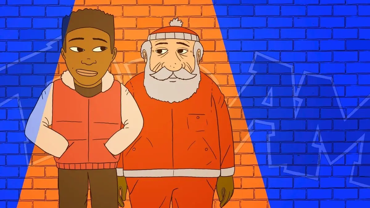 Marcel le Père Noël et le petit livreur de pizzas