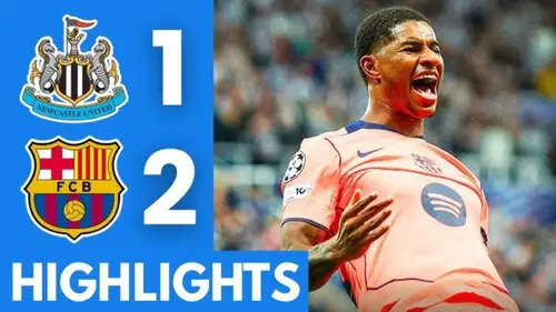 Newcastle - Barcelone résumé vidéo du match. Victoire du Barca (1 - 2)