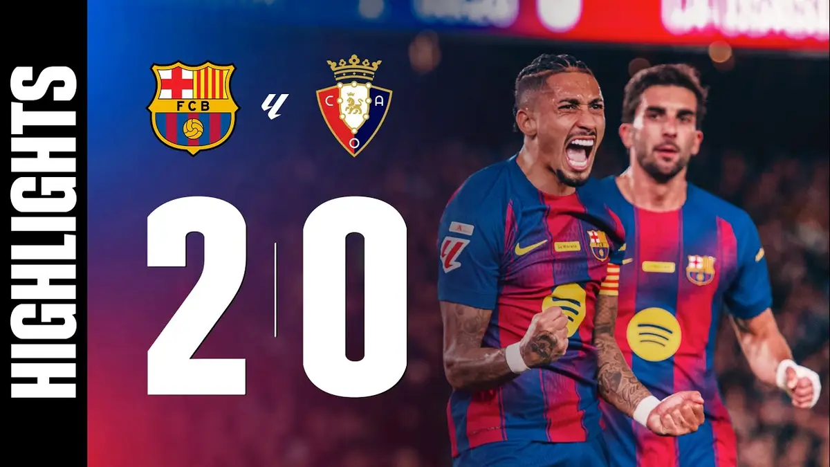 Barcelone - Osasuna résumé vidéo du match. Victoire du Barça (2 - 0).