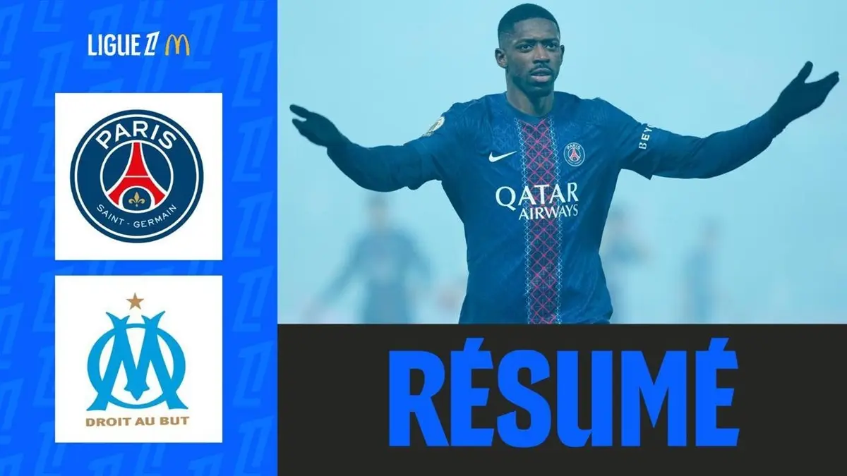 PSG - Marseille résumé vidéo du match de Ligue 1. Victoire de Paris (5 - 0).