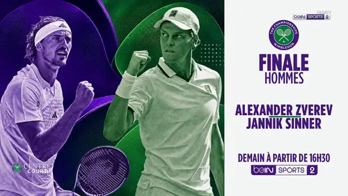 Alexander Zverev - Jannik Sinner : finale de Wimbledon en direct sur beIN Sports 2