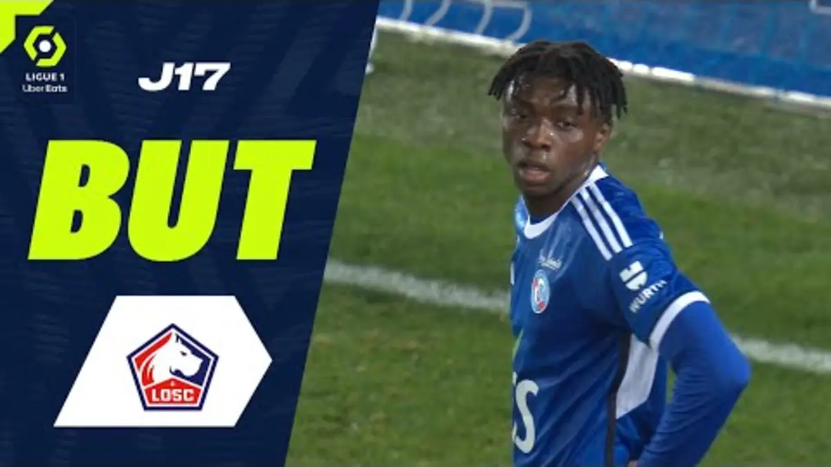 replay de But Loubadhe Abakar SYLLA (20' csc - LOSC) RC STRASBOURG ALSACE - LOSC LILLE (2-1) 23/24