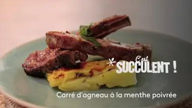 Carré d'agneau à la menthe poivrée et son gratin