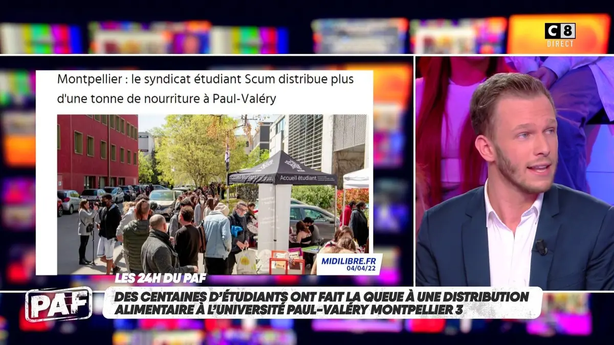 replay de Des centaines d’étudiants font la queue à une distribution alimentaire à l'université de Montpellier