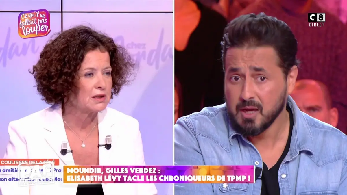 replay de Elisabeth Levy tacle Moundir et Gilles Verdez : ils lui répondent dans TPMP