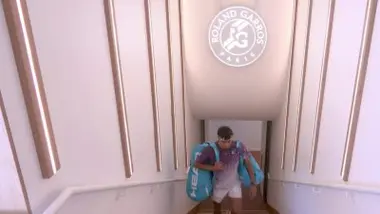 Finale (H) : l'entrée des deux joueurs sur le Court Phillipe-Chatrier