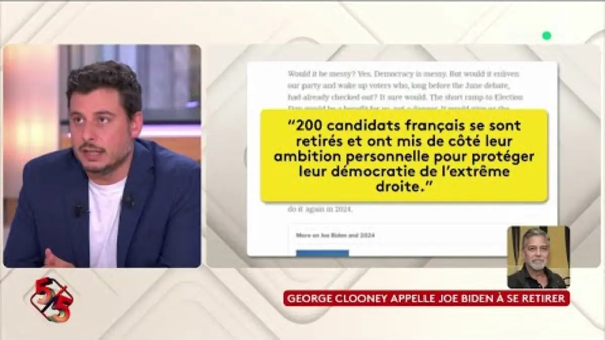 replay de George Clooney appelle Joe Biden à se retirer - Le 5/5 - C à Vous - 10/07/2024