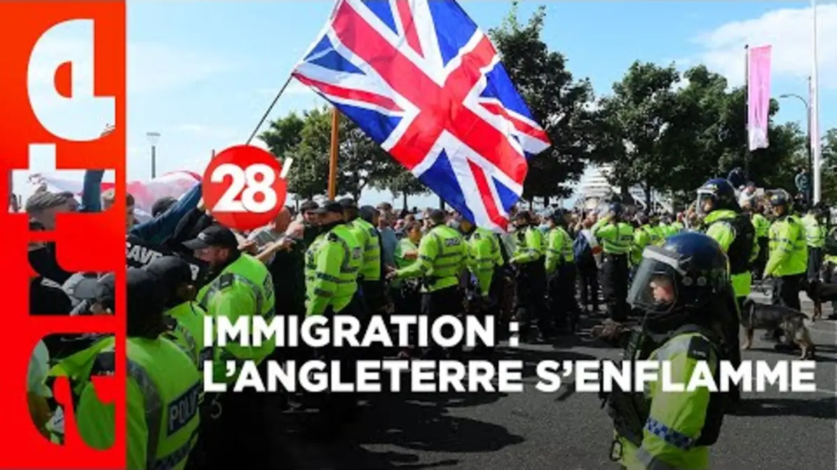 replay de Immigration : l’Angleterre s’enflamme / JO : la politique oubliée ? - 28 Minutes - ARTE