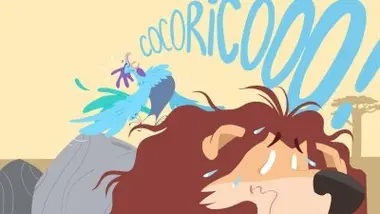 Le lion qui a peur des coqs