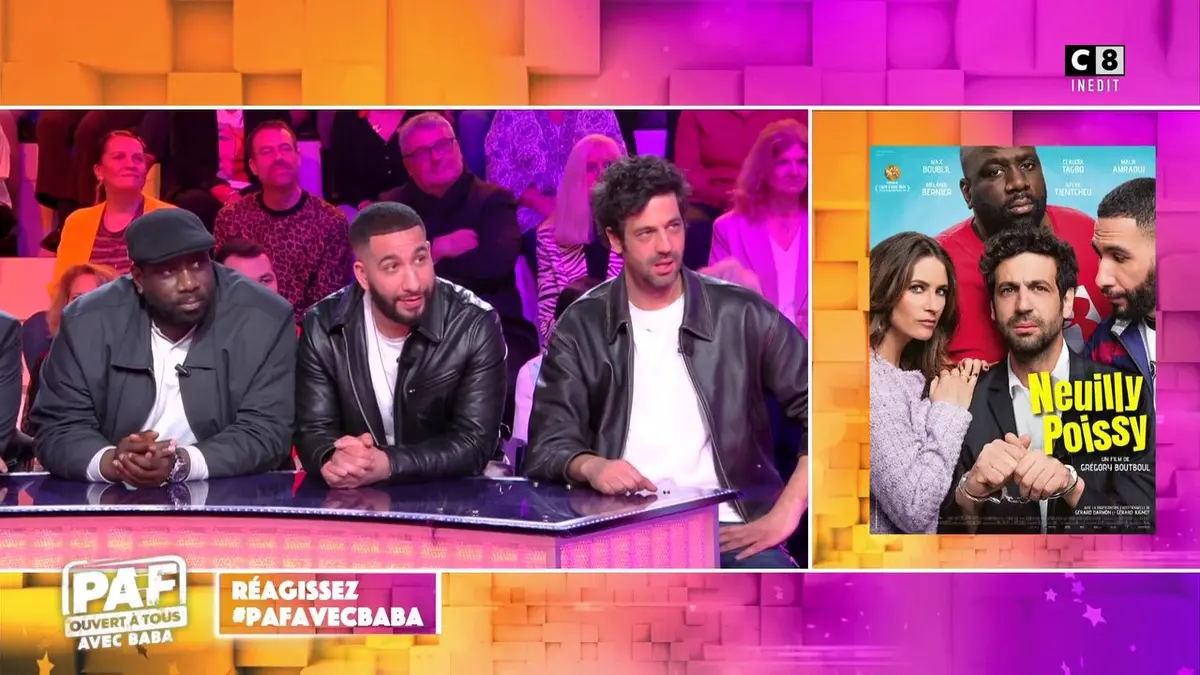 replay de Malik Amraoui, Steve Tientcheu et Max Boublil présentent le film "Neuilly-Poissy"