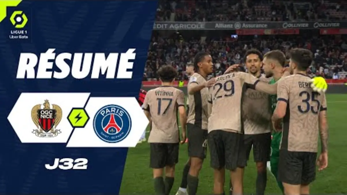 replay de OGC NICE - PARIS SAINT-GERMAIN (1 - 2) - Résumé - (OGCN - PSG) / 2023/2024