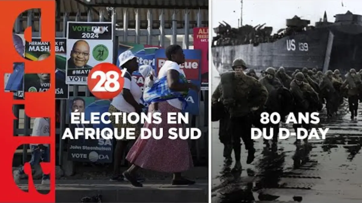replay de Pleins feux sur le D-Day / Afrique du Sud : la nation arc-en-ciel en échec ? - 28 Minutes - ARTE