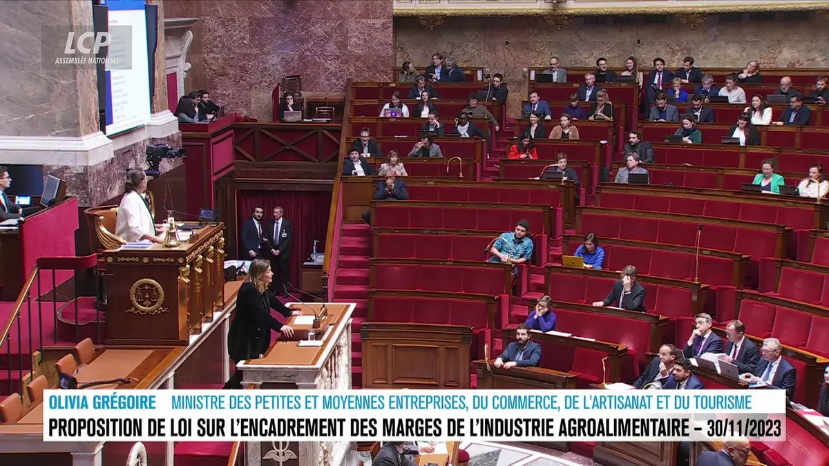 replay de Séance publique à l'Assemblée nationale - Encadrement des marges agroalimentaires : examen d'une proposition de loi - 30/11/2023