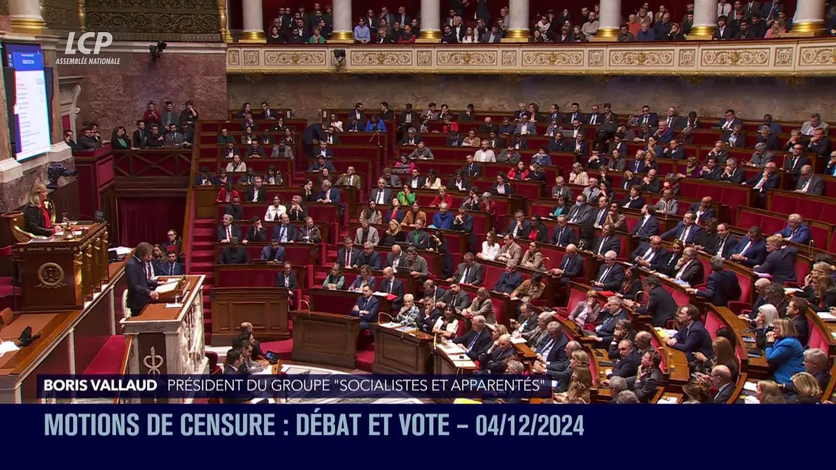 replay de Séance publique à l'Assemblée nationale - Motions de censure : la chute du gouvernement Barnier - 04/12/2024