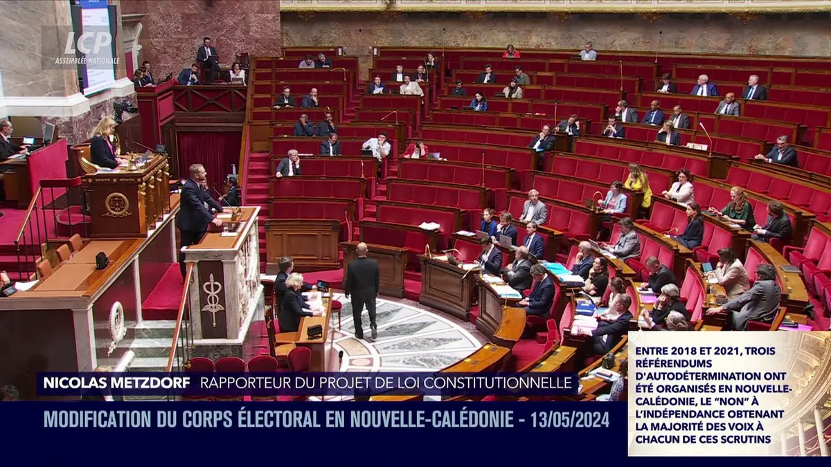 replay de Séance publique à l'Assemblée nationale - Nouvelle-Calédonie : examen du projet de loi constitutionnelle - 13/05/2024