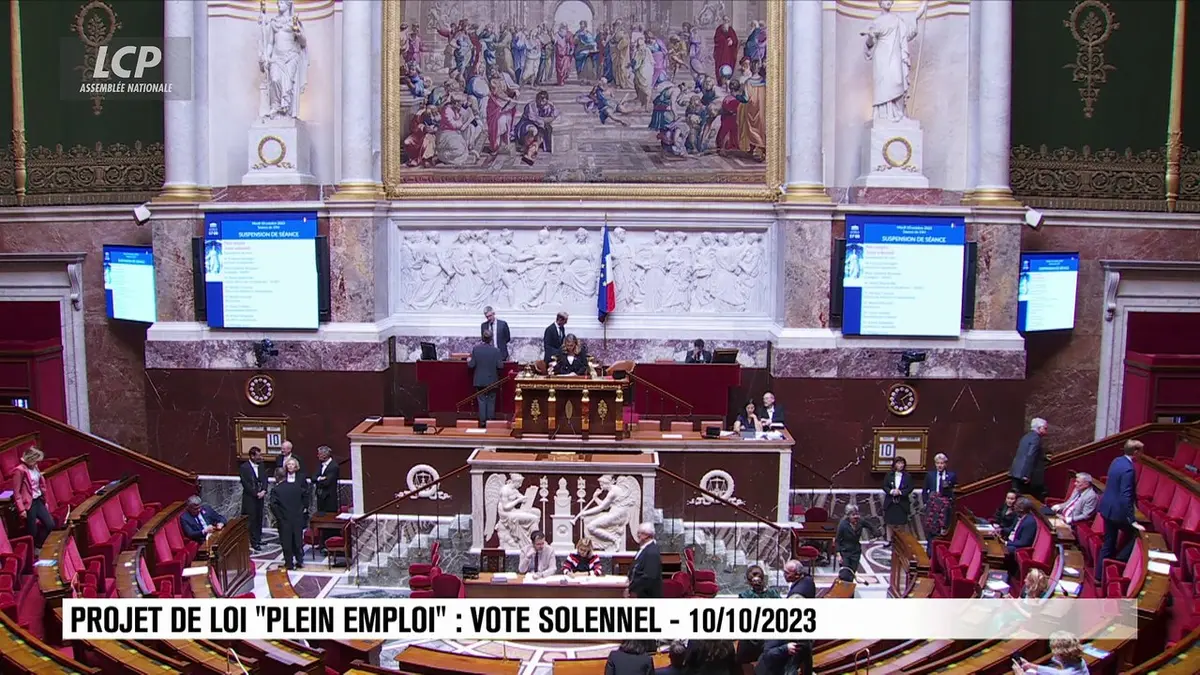 replay de Séance publique à l'Assemblée nationale - Projet de loi sur « plein emploi » : vote solennel