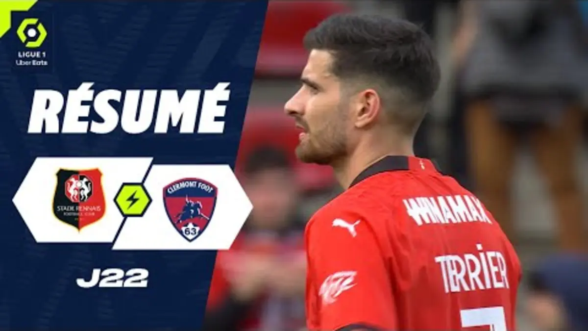 replay de STADE RENNAIS FC - CLERMONT FOOT 63 (3 - 1) - Résumé - (SRFC - CF63) / 2023-2024