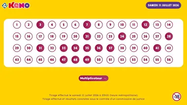 Tirage Keno du 11 Juillet 2026 - Résultat officiel - FDJ