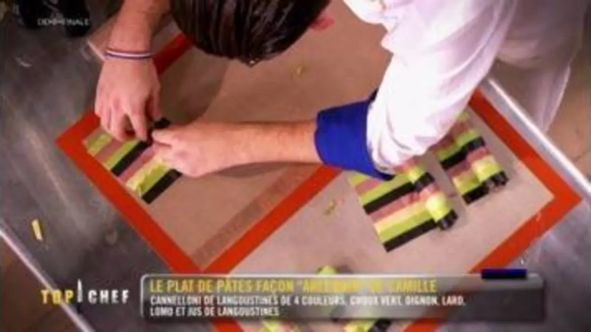 replay de Top Chef : La recette d'arlequin de pâtes de Camille