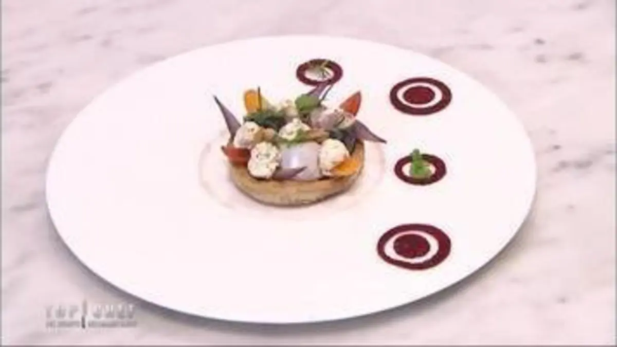 replay de Top Chef : Tarte maquereau, chèvre et compotée de tomate de Florian Chatelard