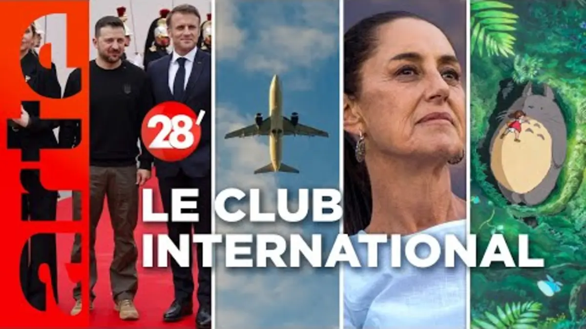 replay de Trafic aérien, guerre en Ukraine, Euro 2024, Studio Ghibli | Le Club International - 28 minutes ARTE
