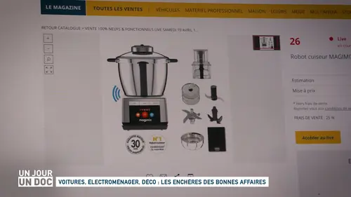 replay de Un jour, un doc : Voitures, électroménager, déco : les enchères des bonnes affaires