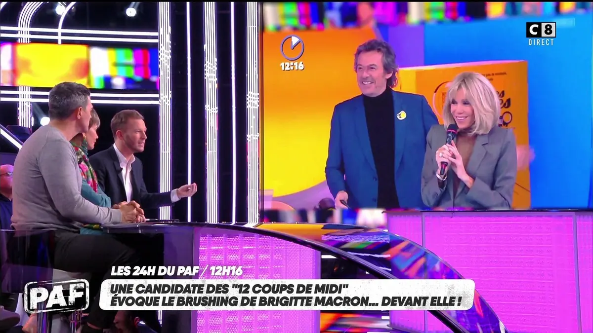 replay de Une candidate des "12 coups de midi" évoque le brushing de Brigitte Macron... Devant elle !