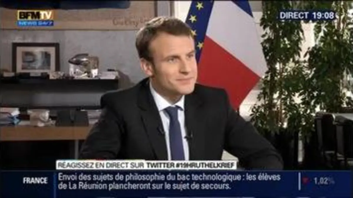 replay de Emmanuel Macron face à Ruth Elkrief (1/2)