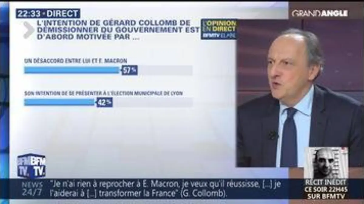 replay de Pour 57% des Français, le départ de Gérard Collomb est lié à un désaccord avec Emmanuel Macron