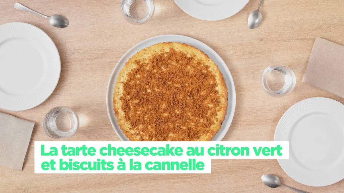 Simplissime La tarte cheesecake au citron vert et biscuits à la cannelle