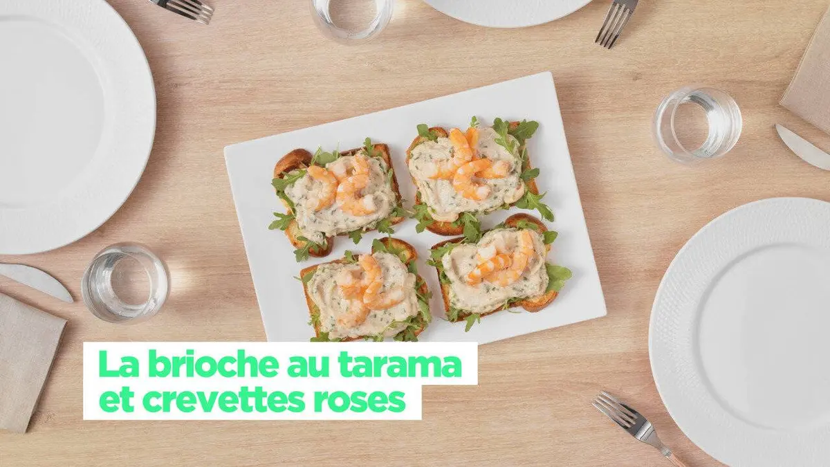 Simplissime la brioche au tarama et crevettes roses
