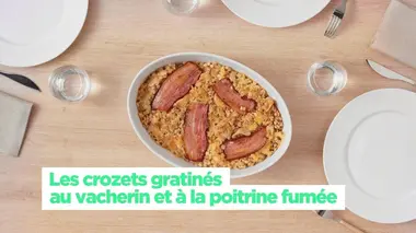 Les crozets gratines au vacherin et a la poitrine fumee