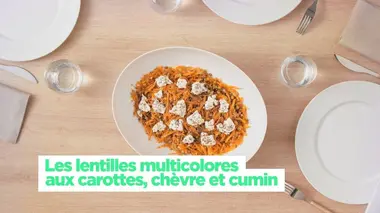 Les lentilles multicolores aux carottes, chèvre et cumin
