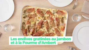 Les endives gratinées au jambon et a la fourme d'Ambert