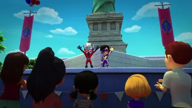 Une statue en liberté / Le dinosaure piégé du Bouffon vert