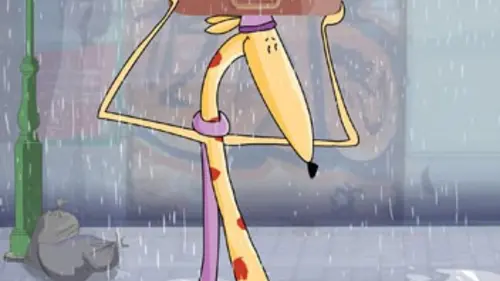 Une girafe sous la pluie